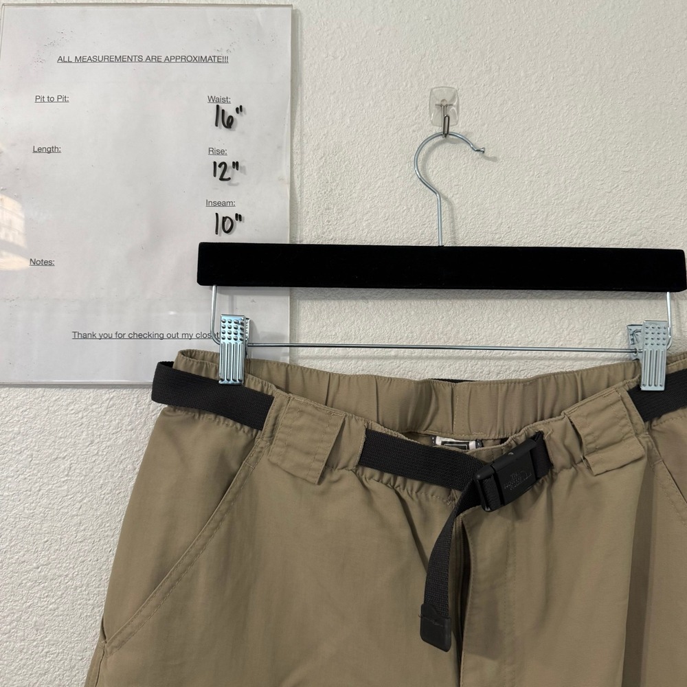 VTG The North Face Mens Khaki Nylon Cargo Shorts M Belted Hiking Gorpcore Y2K - Picture 7 of 7